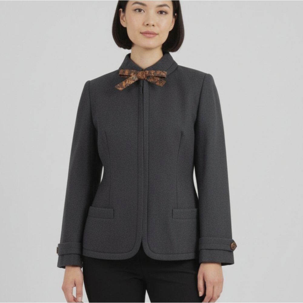 Joseph Stein by Muriel Reade Vintage Gray Wool Jacket with Snakeskin Accents